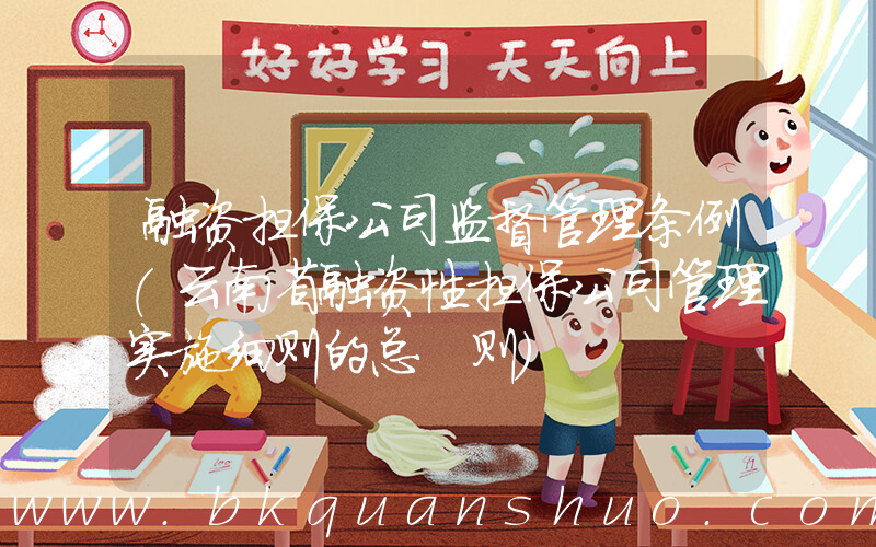融资担保公司监督管理条例(云南省融资性担保公司管理实施细则的总 则)